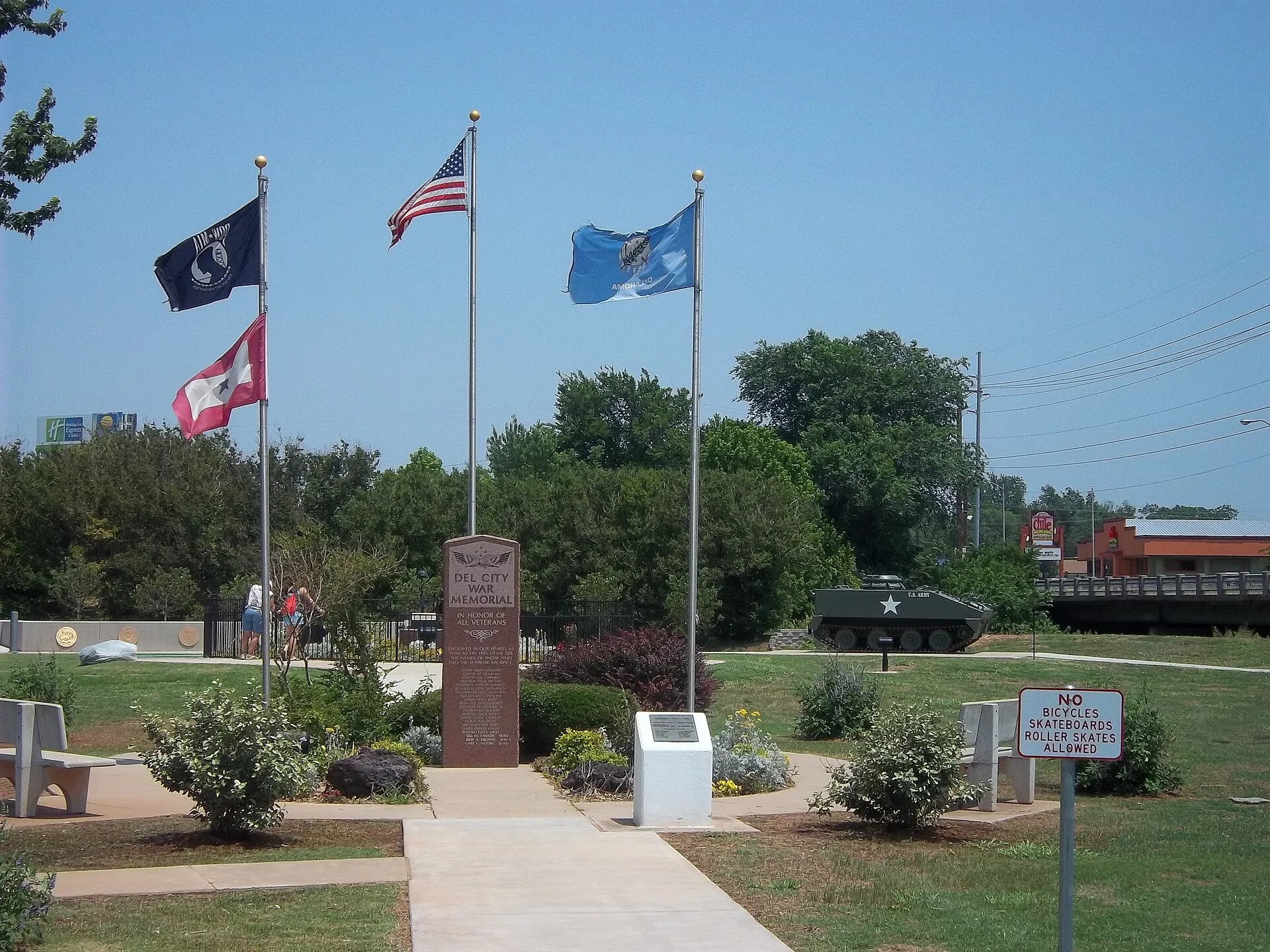 The Del City War Memorial listing Del City residents killed in wartime.