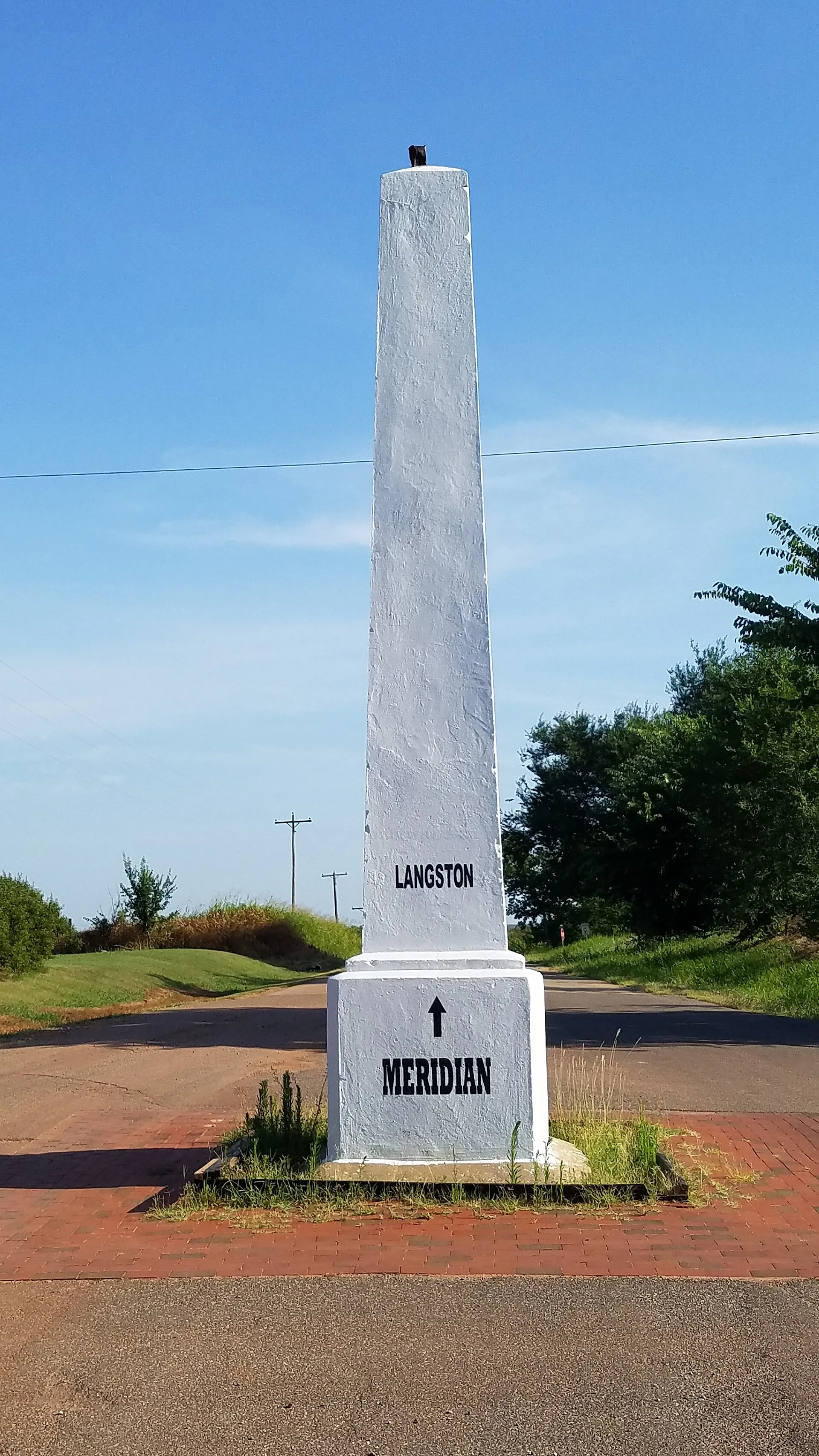 The Ozark Trails–Indian Meridian Obelisk near Langston, Oklahoma (north face).
