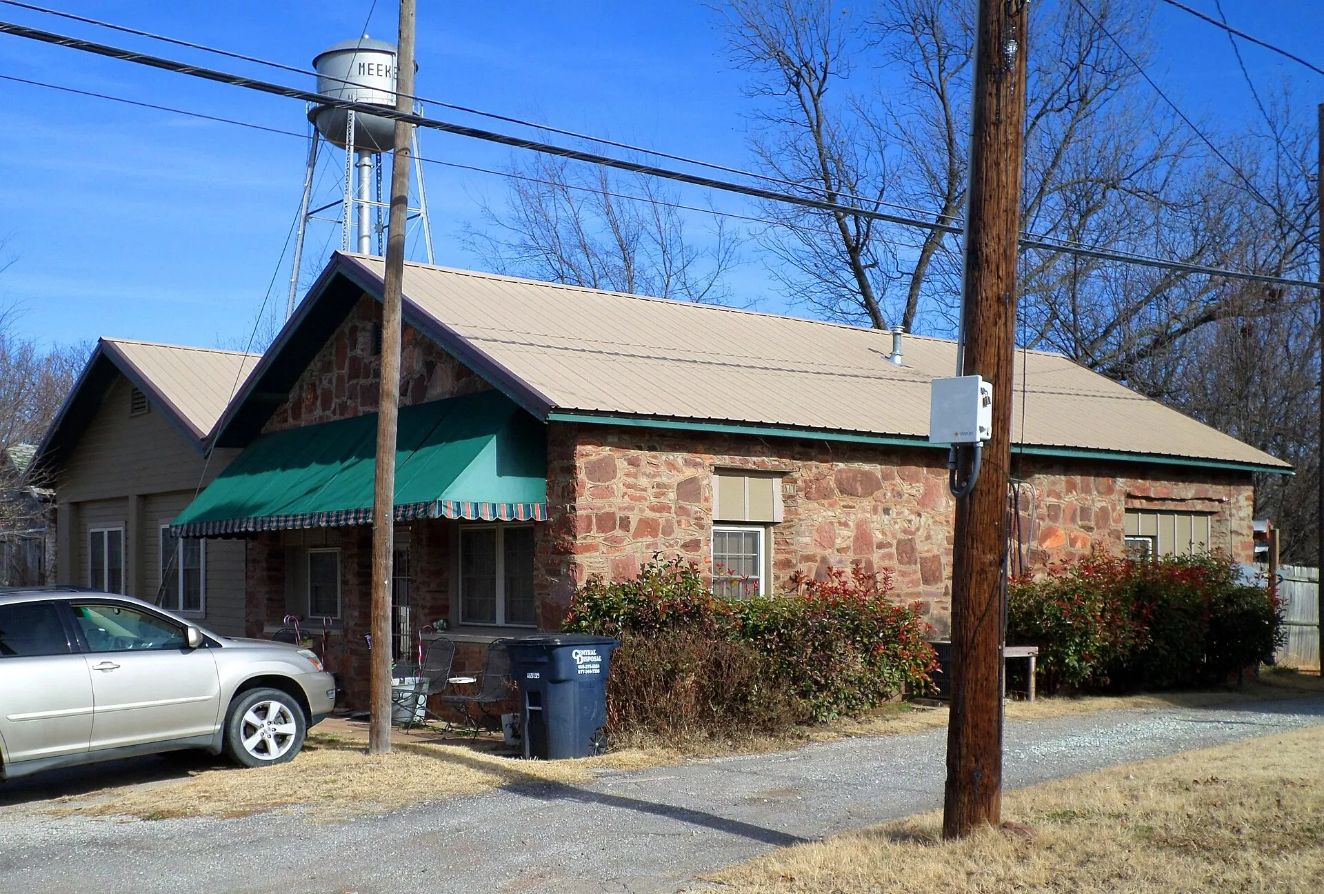 The former Meeker Town Hall, 115 N Fowler St — listed on the National Register of Historic Places.