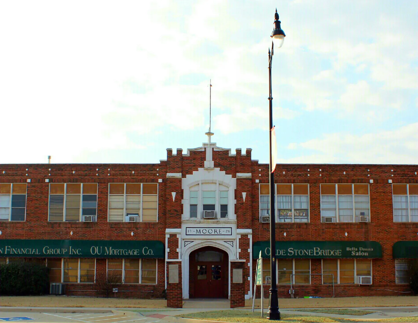The Moore Public School Building, main entrance (view from west to east).