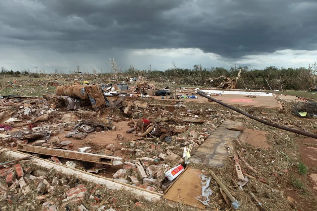 A house in Piedmont destroyed by the May 24, 2011 El Reno–Piedmont tornado (National Weather Service photo).