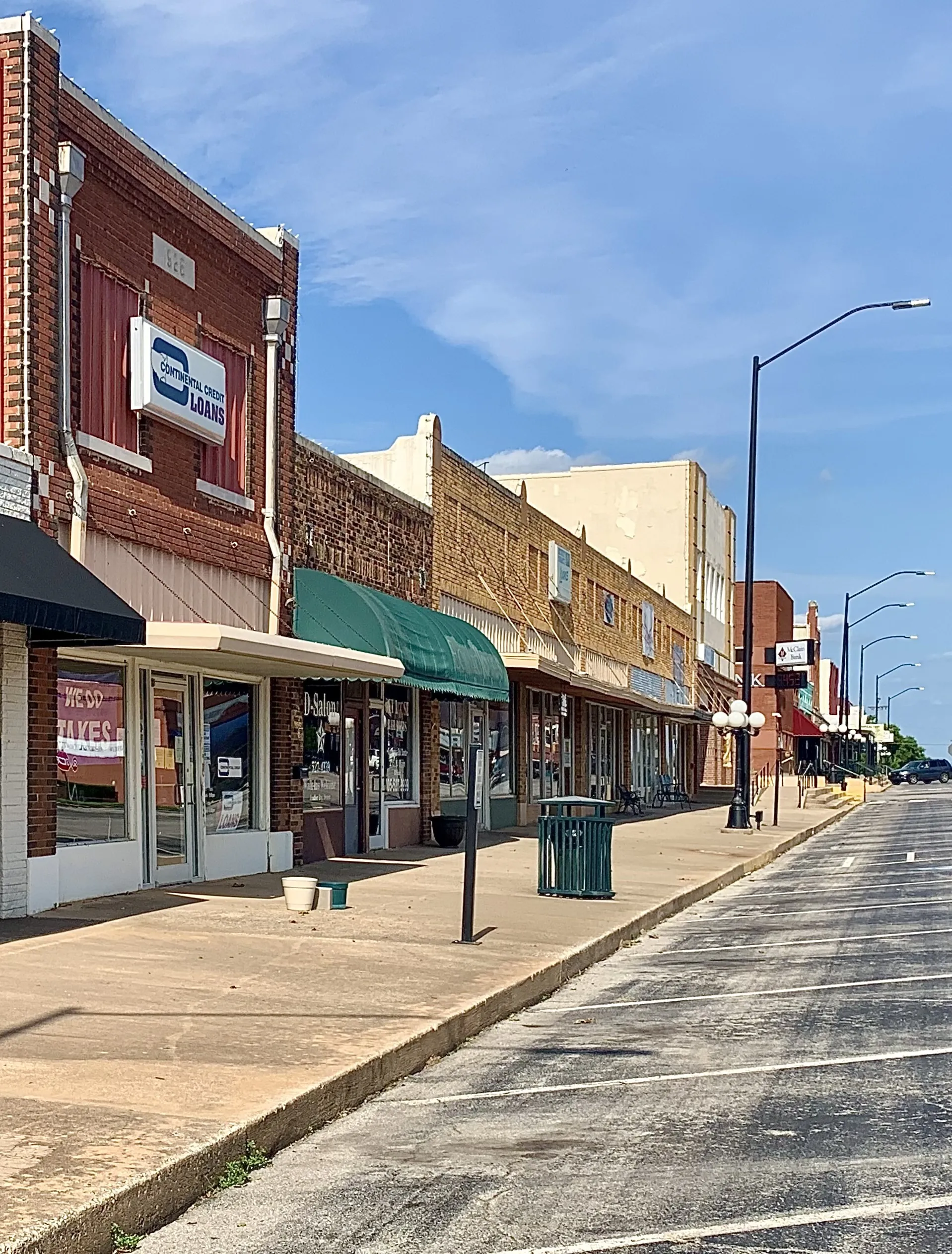 Main Street sidewalk, Purcell, Oklahoma.