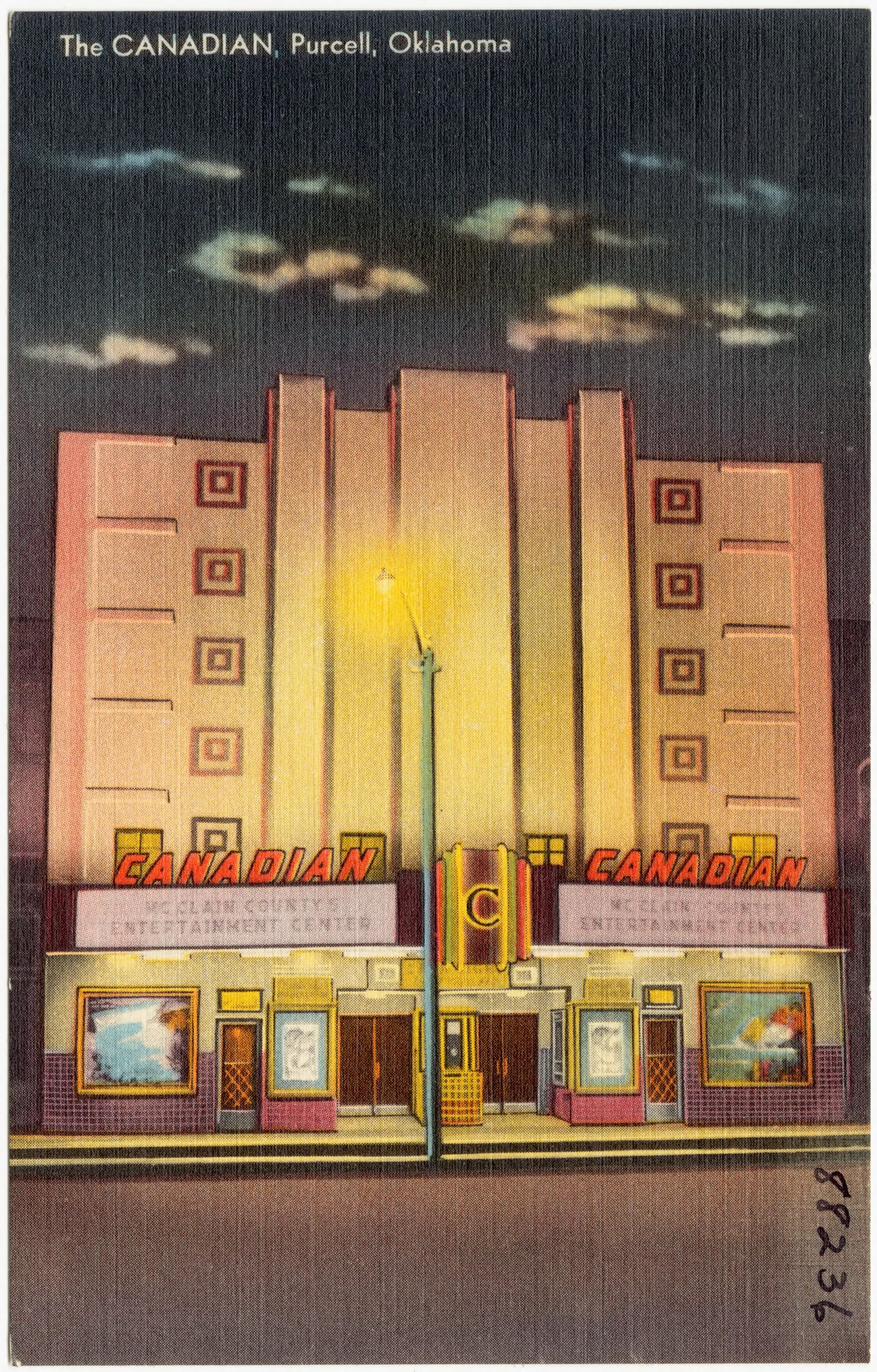 The Canadian theater, Purcell, Oklahoma (vintage Tichnor postcard).