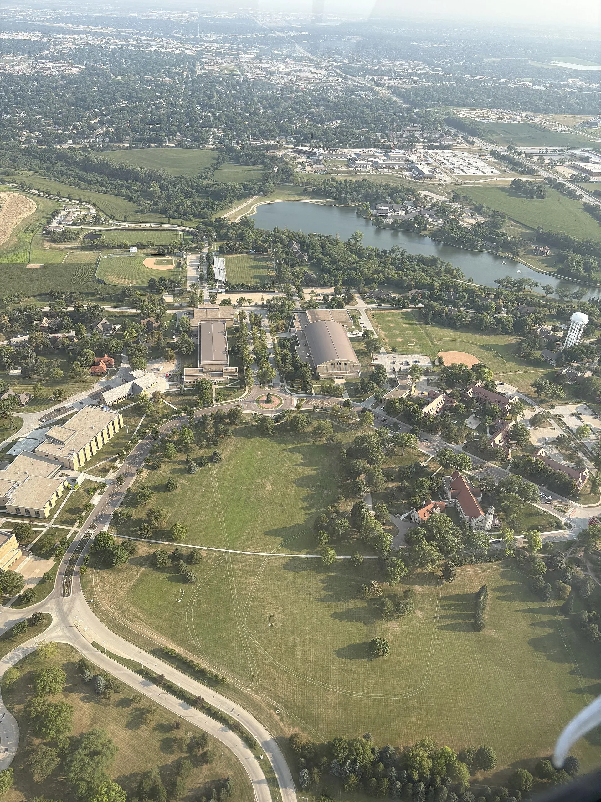Aerial view of Boys Town, Nebraska, in 2026