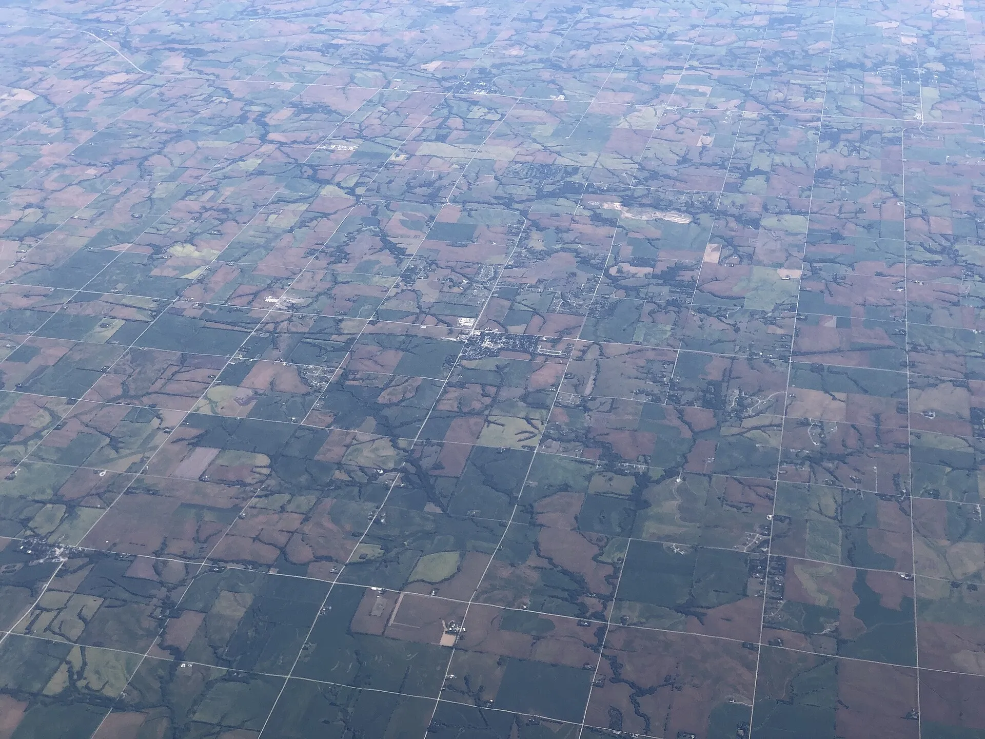 Aerial view of southwestern Cass County, Nebraska, centered on the village of Eagle