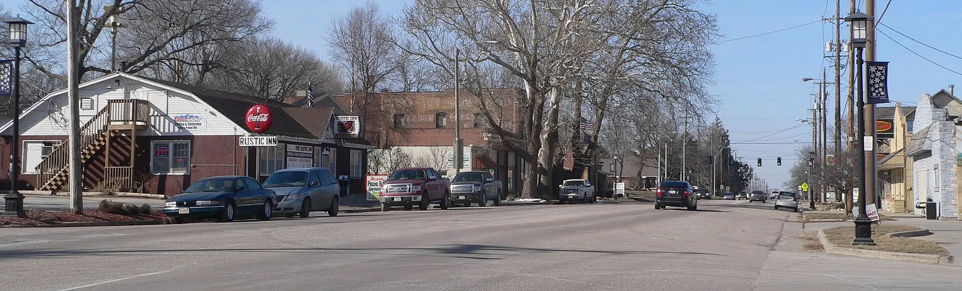 Downtown Fort Calhoun, Nebraska: west side of U.S. Highway 75, looking northwest.