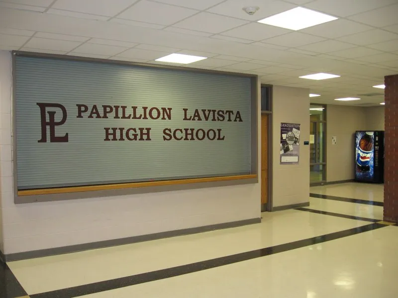 Concession stand at Papillion-La Vista High School in neighboring Papillion; La Vista students attend Papillion-La Vista schools.