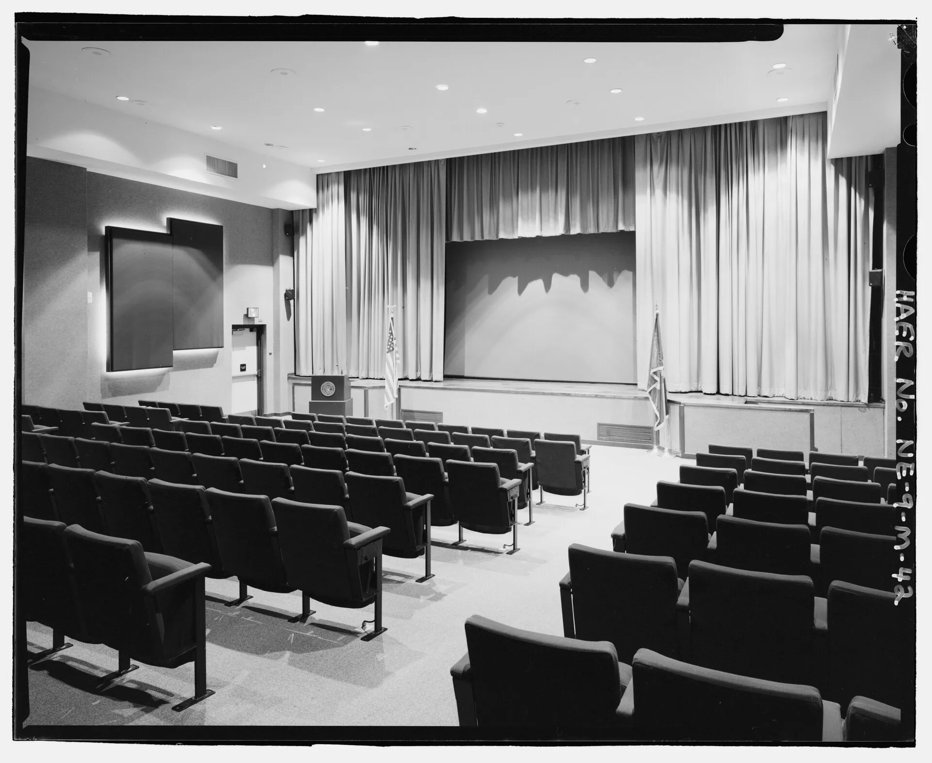 Auditorium, Stratcom History Museum, building 500, looking northeast - Offutt Air Force Base, Strategic Air Command Headquarters and Command Center, Headquarters Building, 901 SAC HAER NE-9-M-42.tif