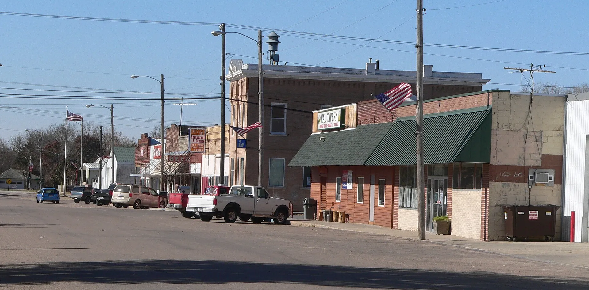 Valparaiso, Nebraska: north side of 2nd Street, looking northwest from about Spruce Street.