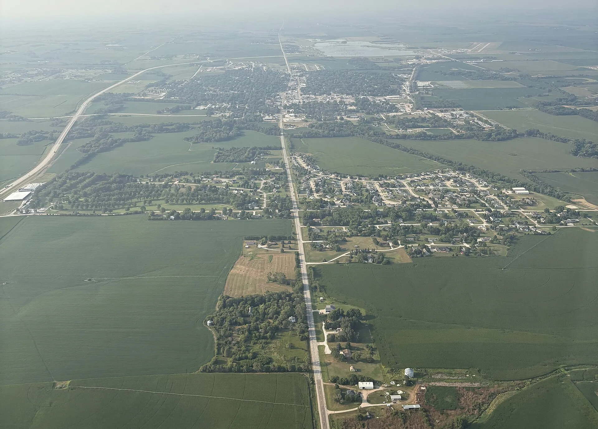 Aerial view of Wahoo, Nebraska in 2026