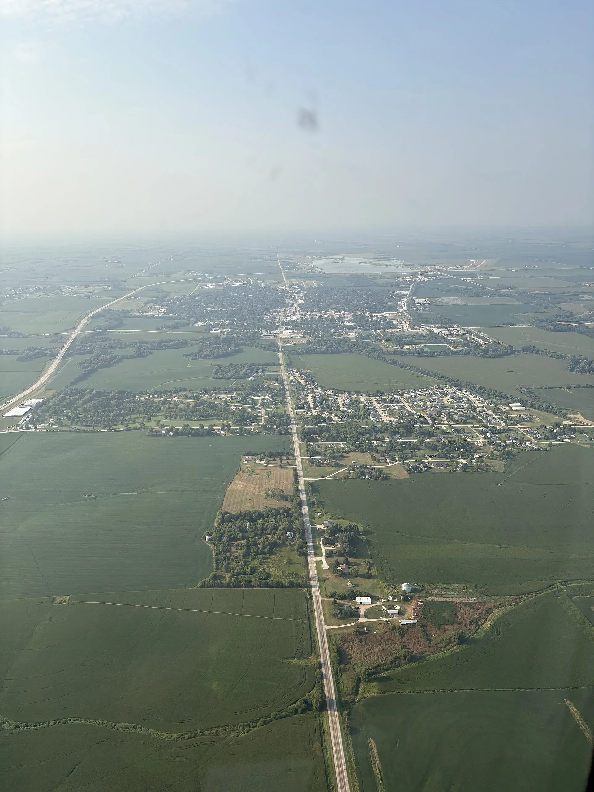 Aerial view of Wahoo, Nebraska in 2026