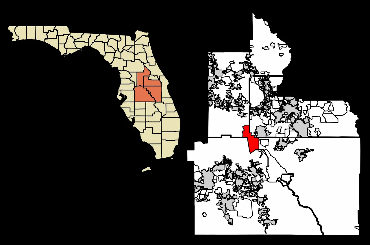 Location of Four Corners in Lake, Orange, Osceola and Polk Counties, Florida