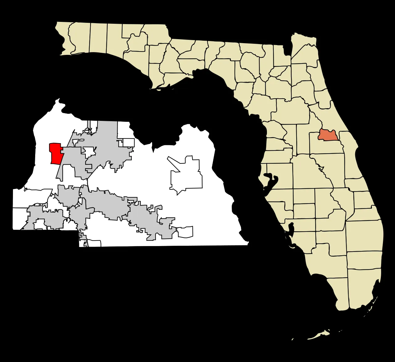 Location of Heathrow in Seminole County, Florida