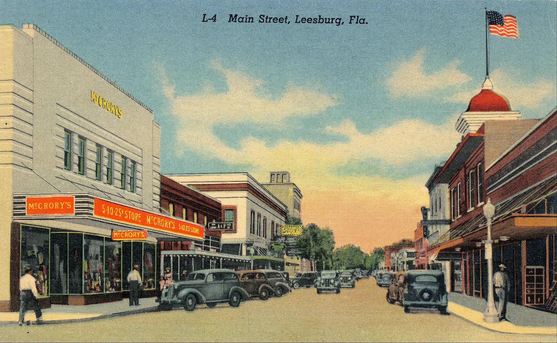Vintage postcard of Main Street, Leesburg