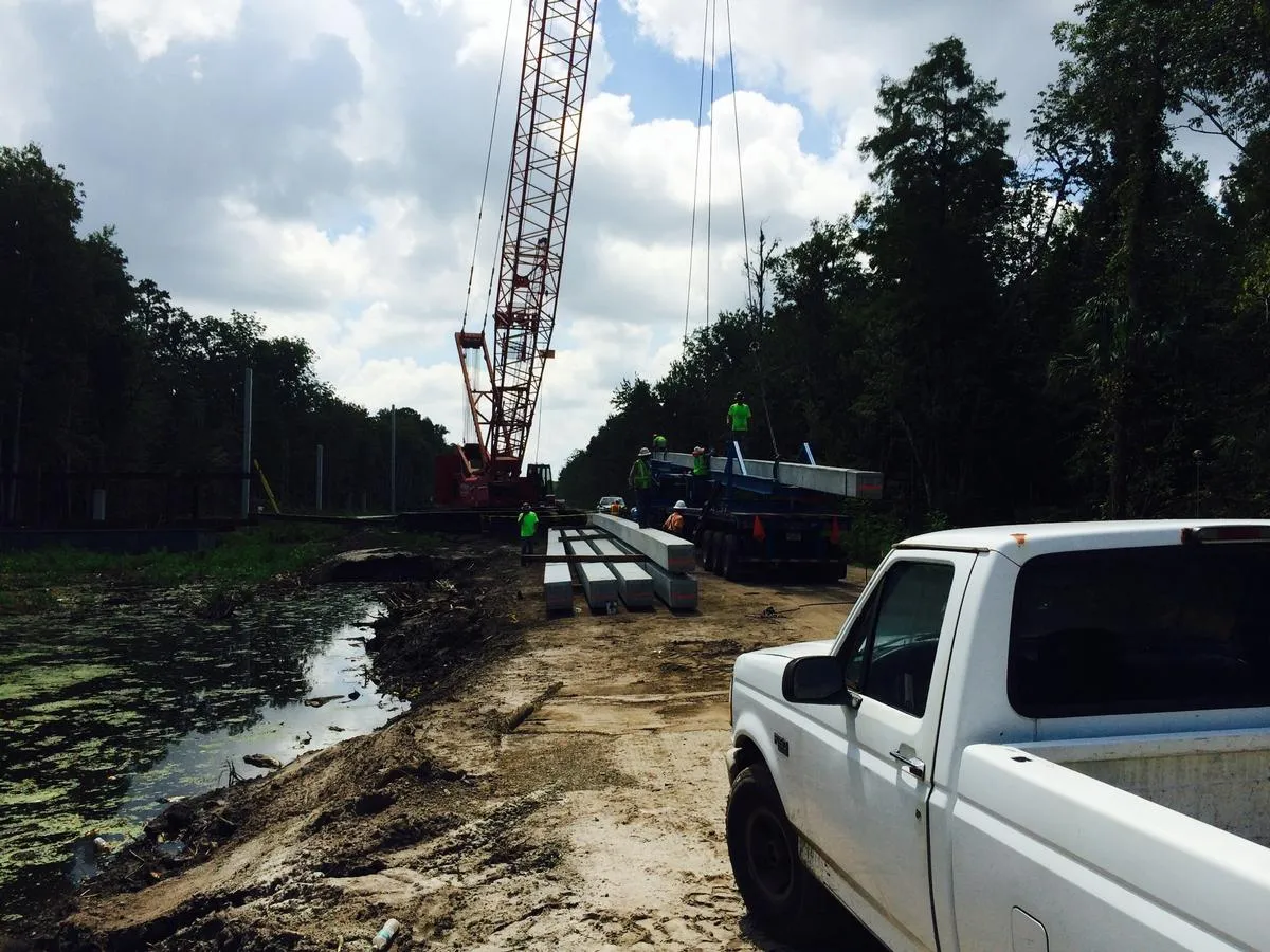 Poinciana Parkway bridge construction over the wetlands