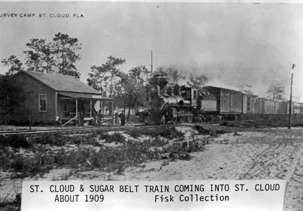 St. Cloud & Sugar Belt Railway train arriving at the depot