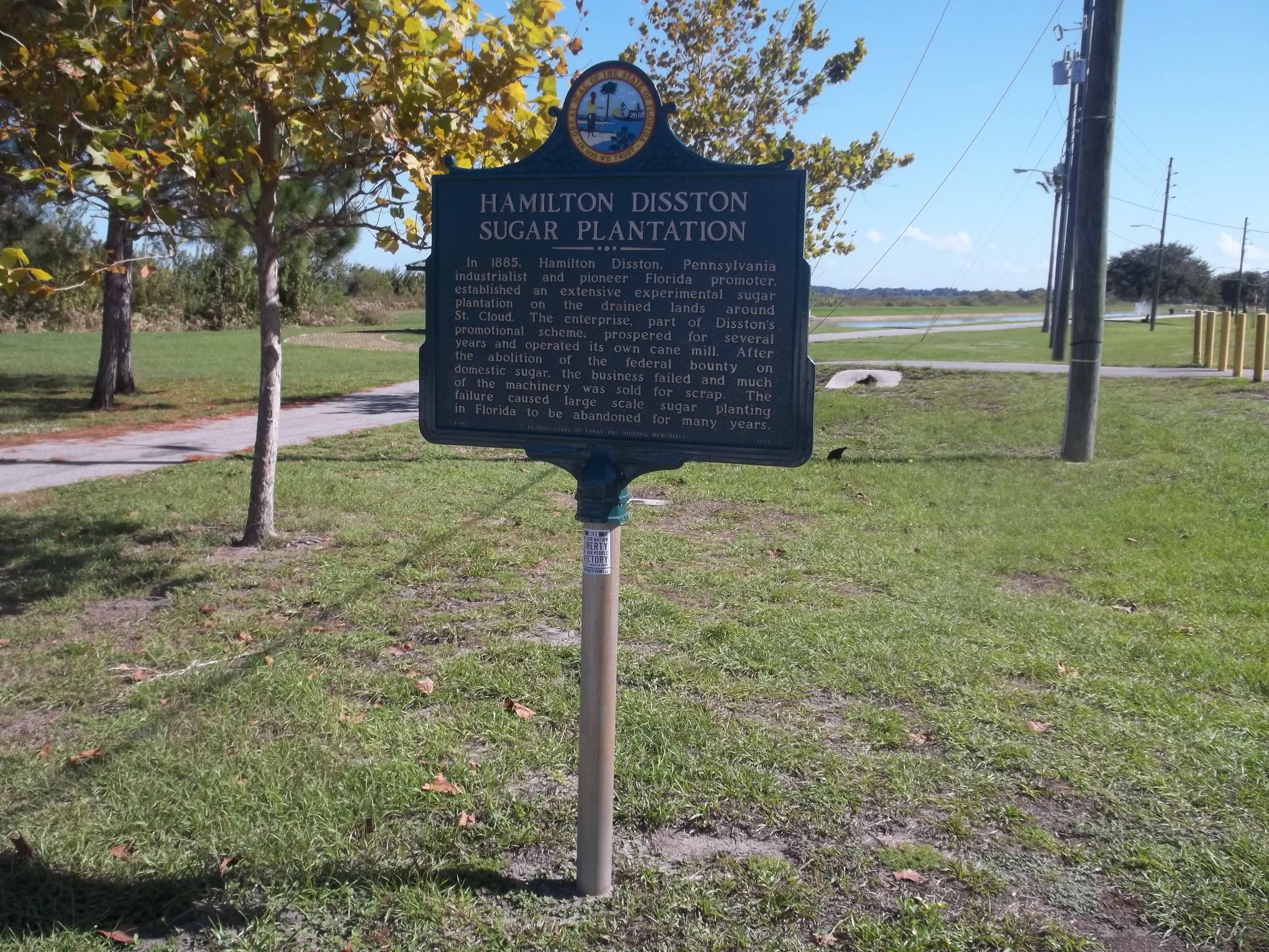 Disston Plantation historical marker in St. Cloud