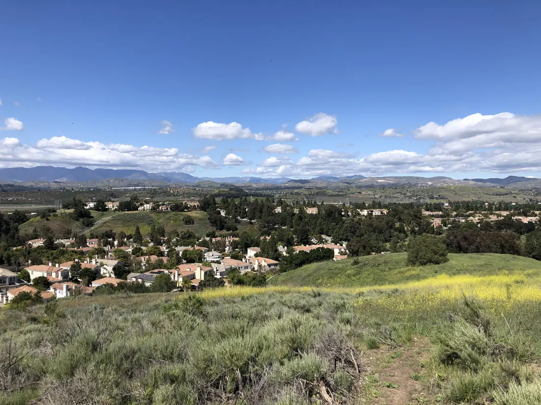 Landscape photograph of the western edge of Moorpark, California, taken from a hill southwest of Country Trail Park, looking north
