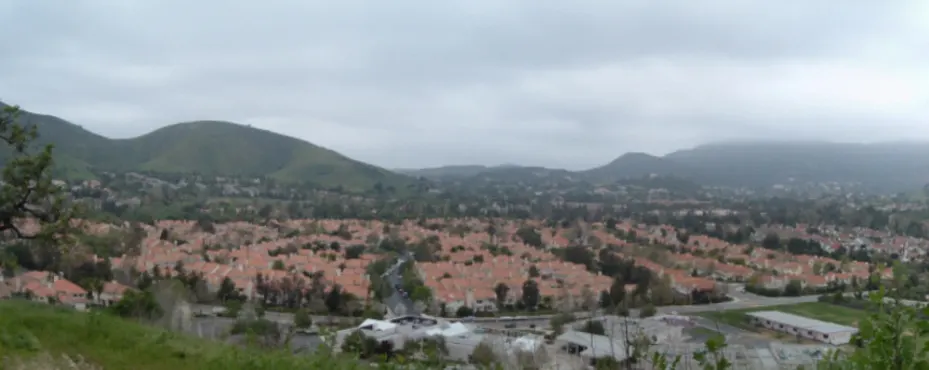 View of the small "valley" located where Lindero Canyon Road and Kanan Road intersect.