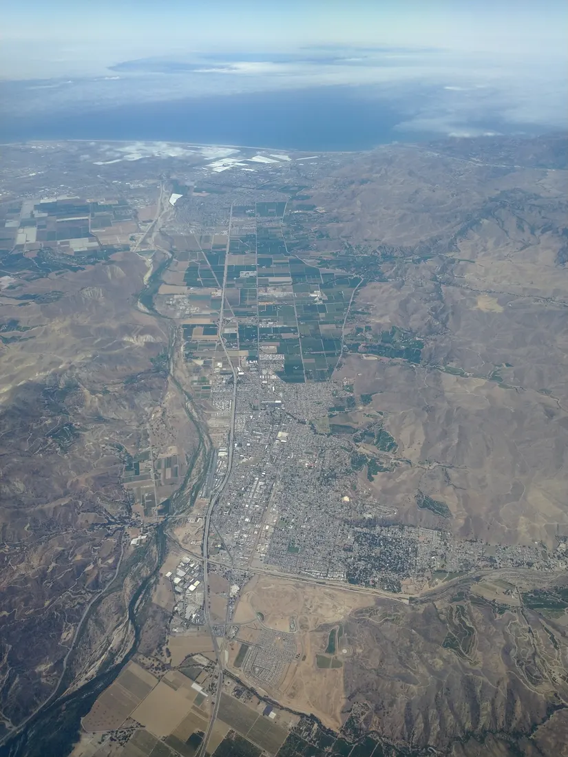 aerial view of Santa Paula, California in July 2021.