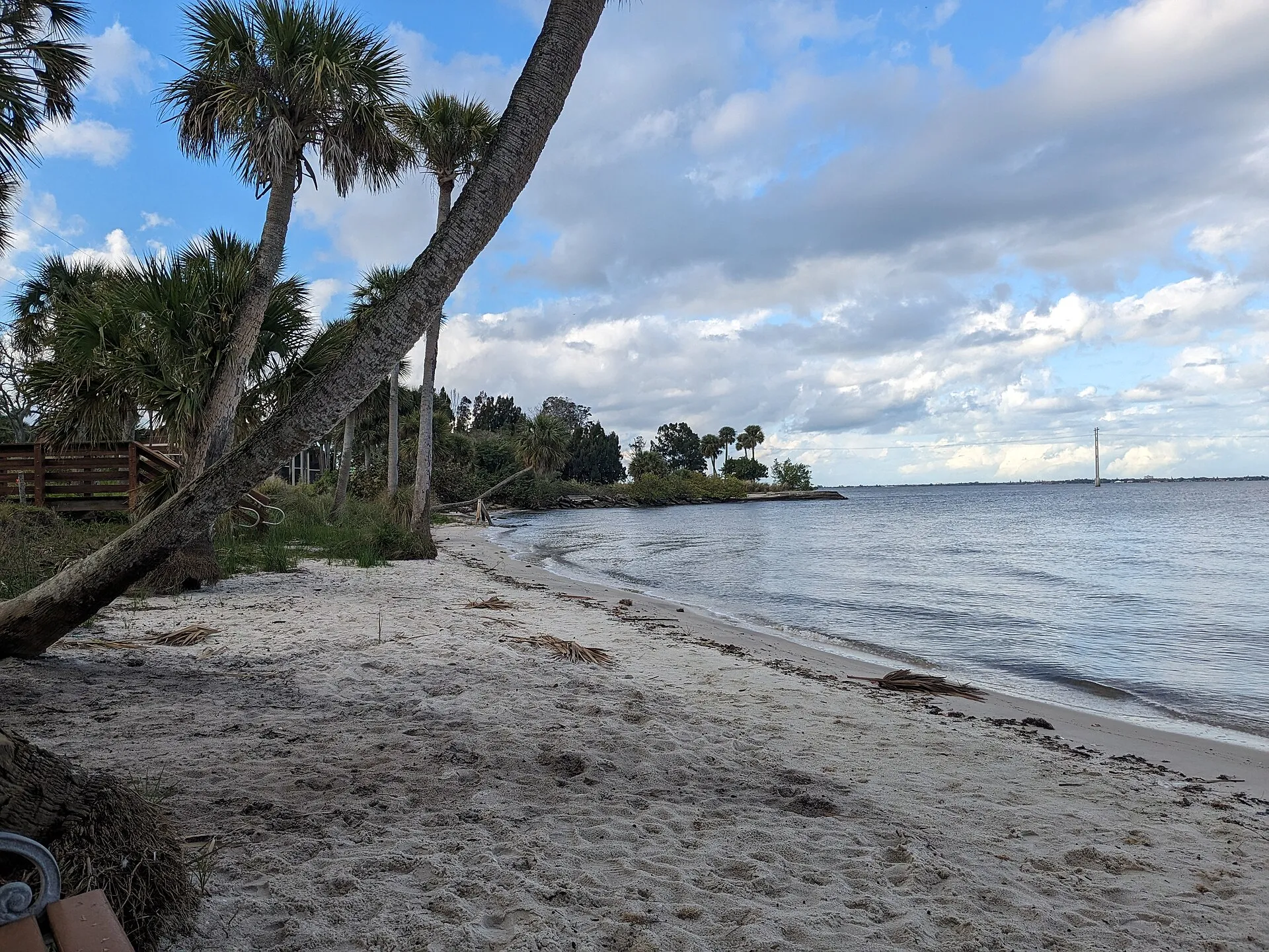 Beach along the Indian River at Castaway Point Park, Palm Bay, Florida.