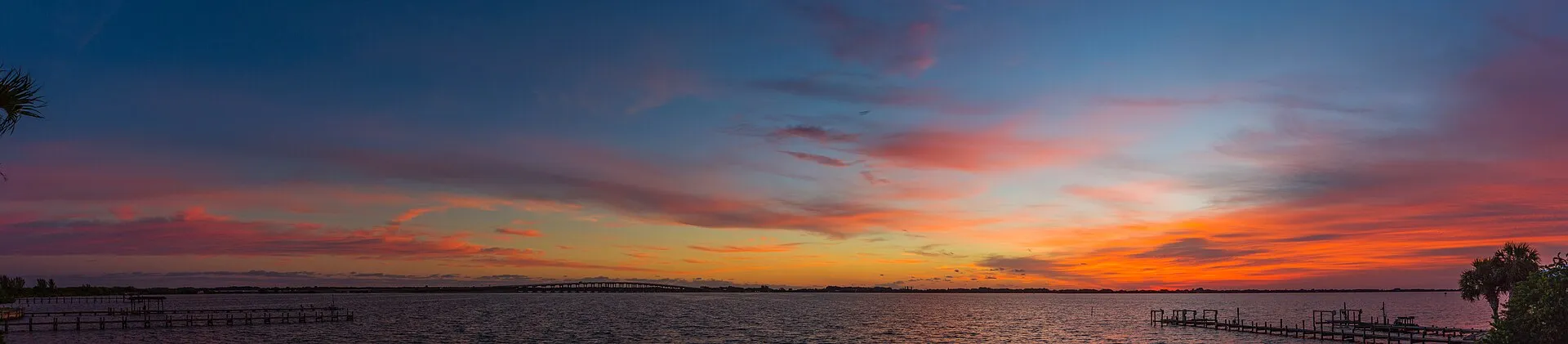 Sunrise panorama over the Indian River Lagoon, near Palm Shores.