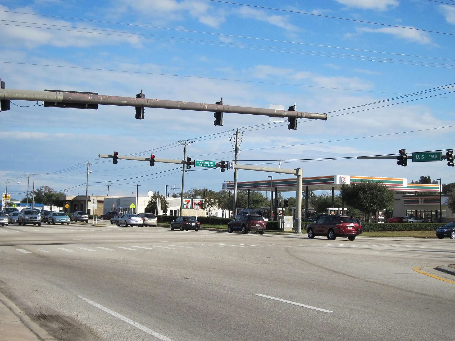 Intersection of Wickham Road, New Haven Road, and Minton Road, West Melbourne, Florida.