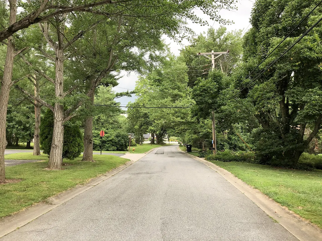 View northwest along Millers Road at Orchard Road in Ardentown, New Castle County, Delaware