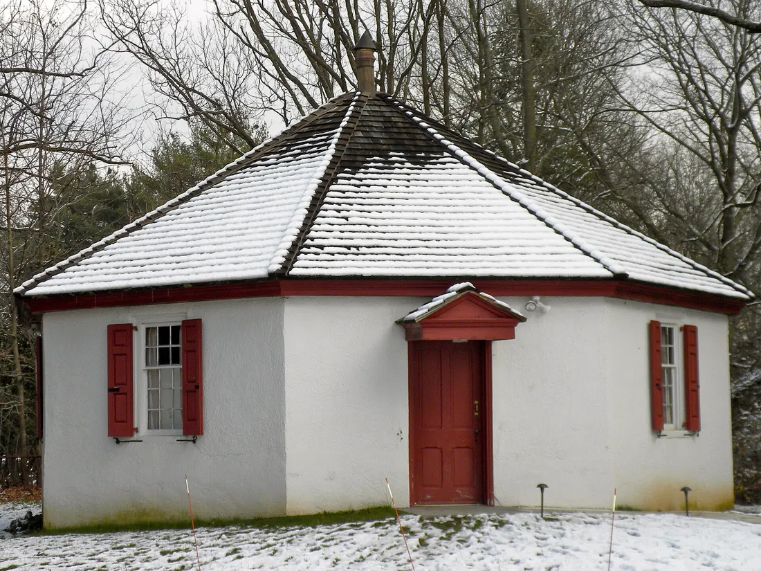 The Octagonal School at Birmingham Friends Meetinghouse and Octagonal School, which are jointly listed on the NRHP in Chester County, Pennsylvania. The meeting house was the center of fighting during the Battle of the B
