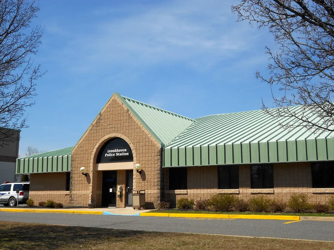 Police station in Brookhaven, Pennsylvania, next to the fire station behind he Wawa. The municipal offices and district court are also in the same building, in effect making it the town hall.