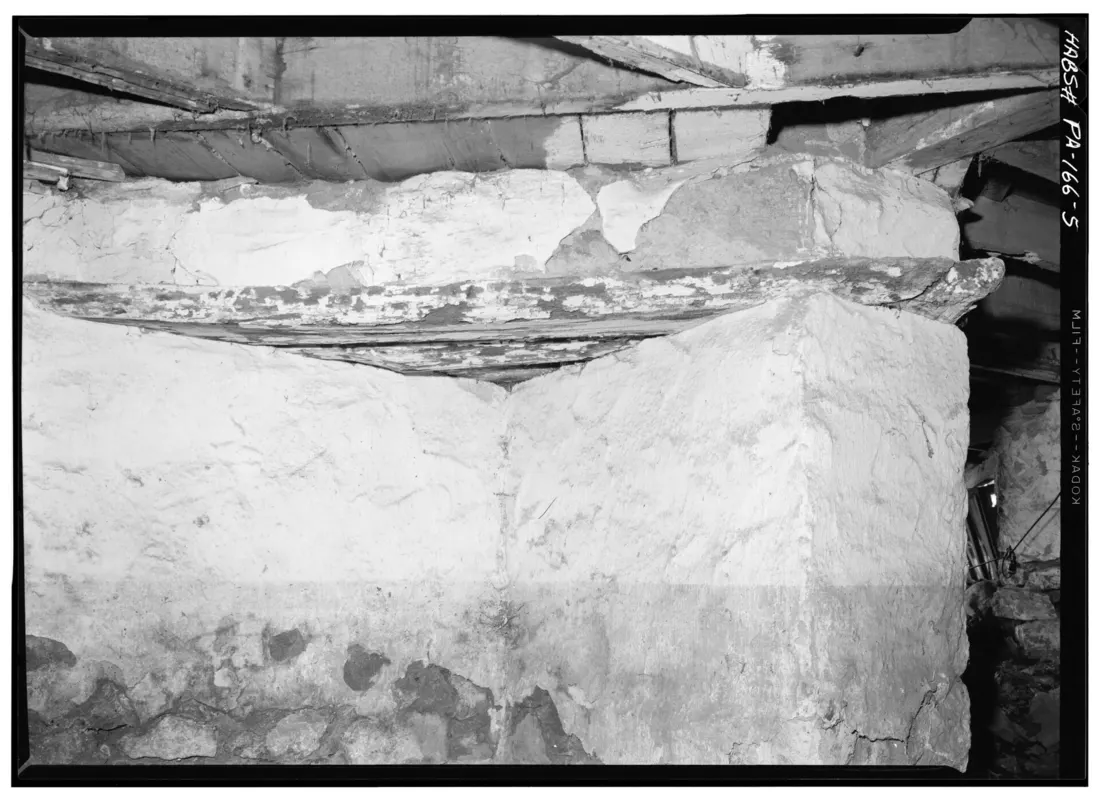 CELLAR, CHIMNEY SUPPORT UNDER EAST FIREPLACE - Hickman House, State Route 3 (East Goshen Township), Milltown, Chester County, PA HABS PA,15-MILT,1-5.tif