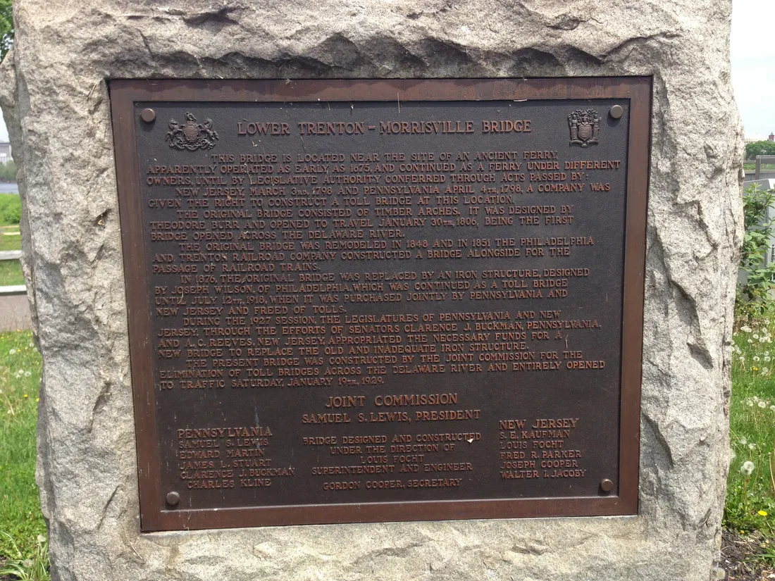 Lower Trenton-Morrisville Bridge historic plaque