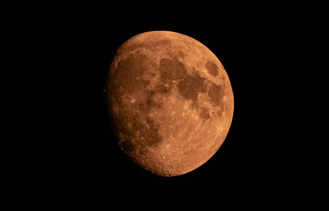 I took this photo of the moon from Mount Laurel, New Jersey Tuesday, July 20, 2021 as smoke from the wildfires in the western United States and Central Canada have consumed the Northeast. For licensing reach out to aquin