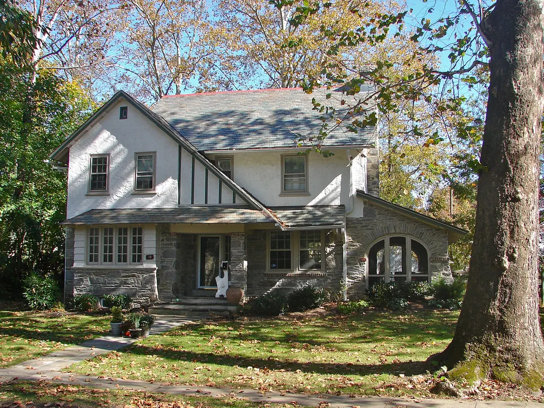 House at 18 Narbrook Road in the Narbrook Park Historic District, on the NRHP since November 7, 2003. The district is entered at Narbrook Road and Windsor Avenue, and extends a block or so north, in Narberth, Montgomery