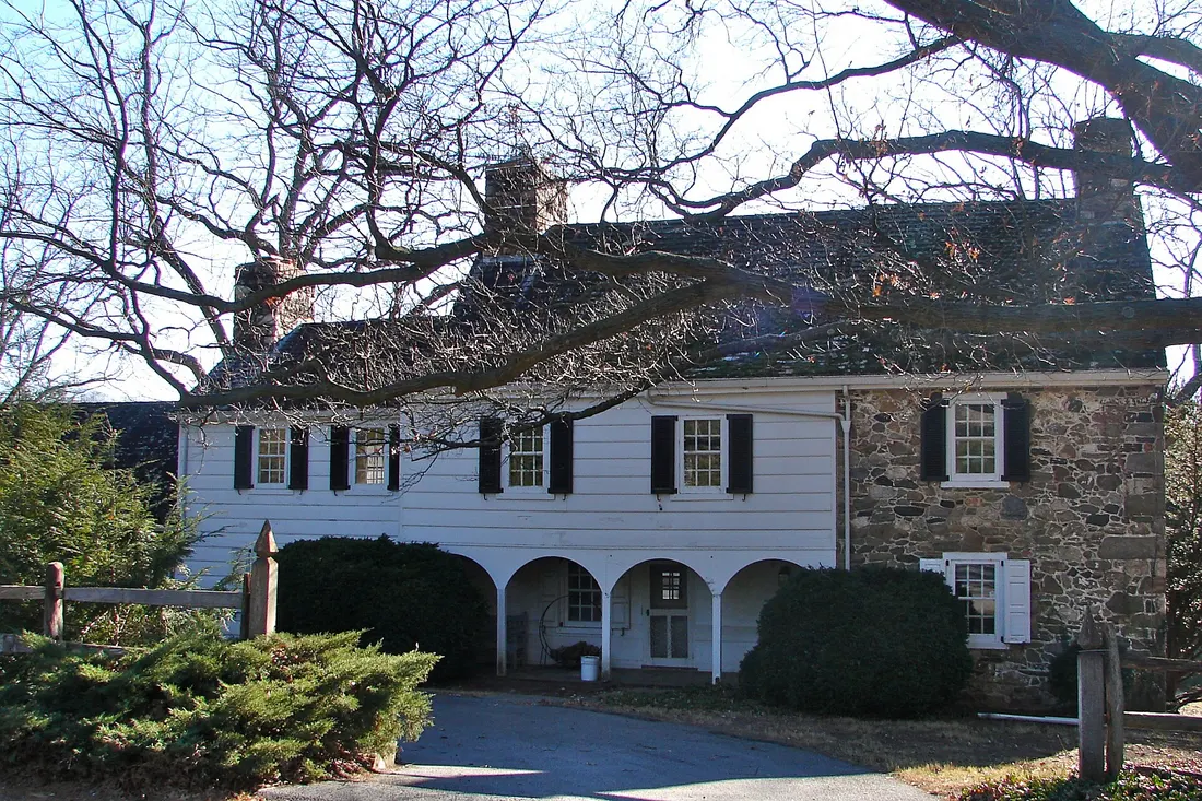 Merestone, an old house straddling the PA-Delaware Border on the NRHP since March 2, 1995. On Yeatman's Station Rd., New Garden Township, Chester County, Pennsylvania. On Yeatman's Mill Road (same Road) in New Castle Cou