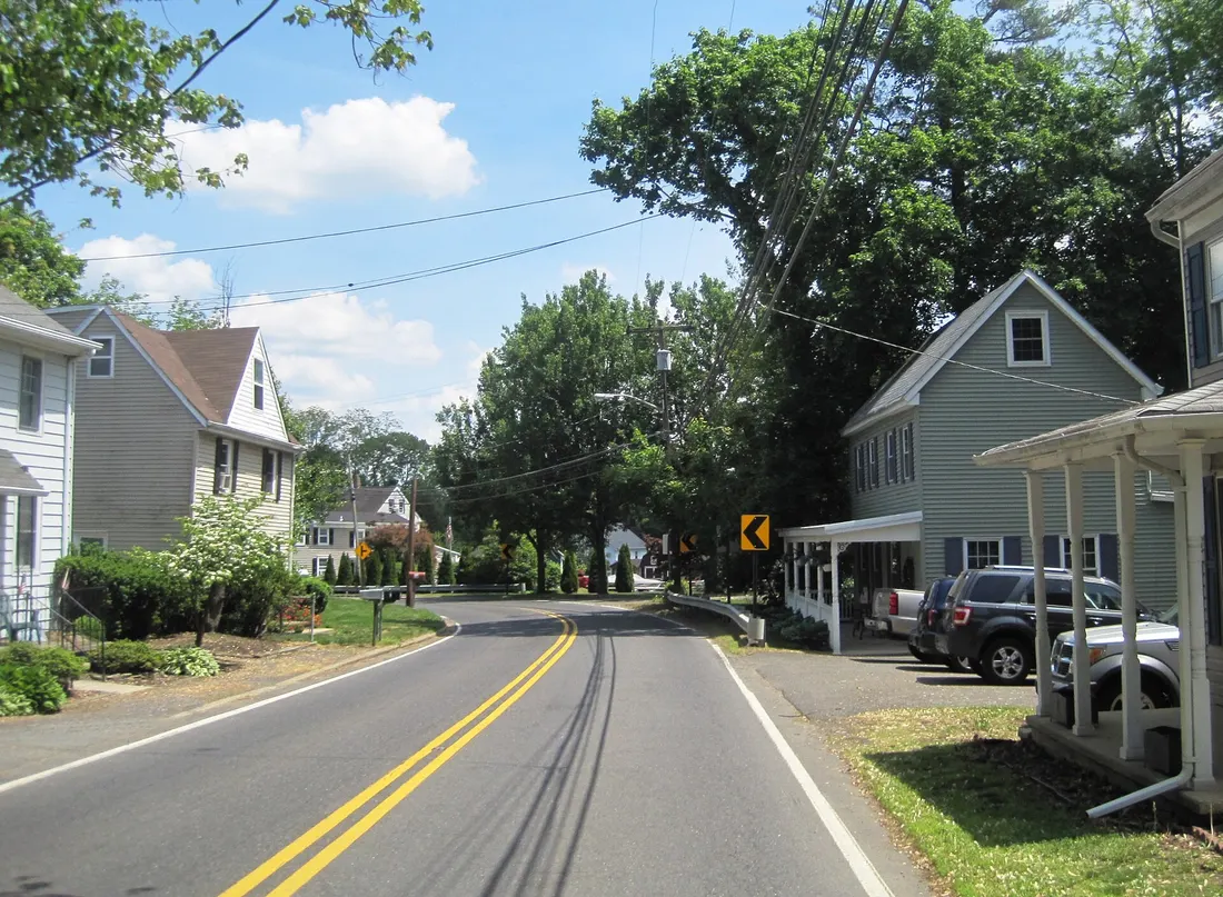 Photo of Jacobstown, New Jersey, an unincorporated community within North Hanover Township. Photo taken on eastbound County Route 528 between Schoolhouse Road and Jacobstown-Cookstown Road.
