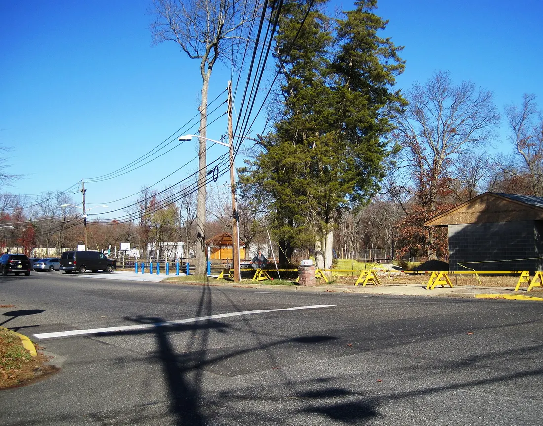 Photo of Somerdale Park in Somerdale, New Jersey. Photo taken from the intersection of Crestwood Avenue and Kennedy Boulevard looking north.