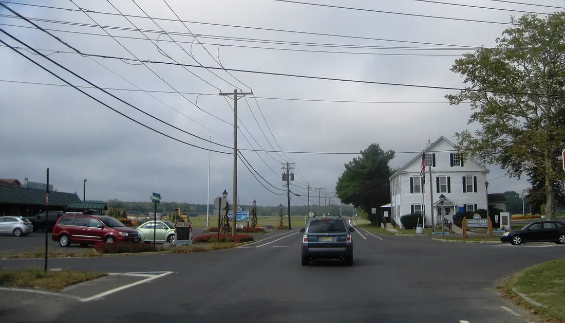 Photo of the center of Tabernacle Township within the unincorporated community of the same name. Photo taken at the intersection of westbound Tabernacle Road (County Route 532) and Carranza Road (CR 648).