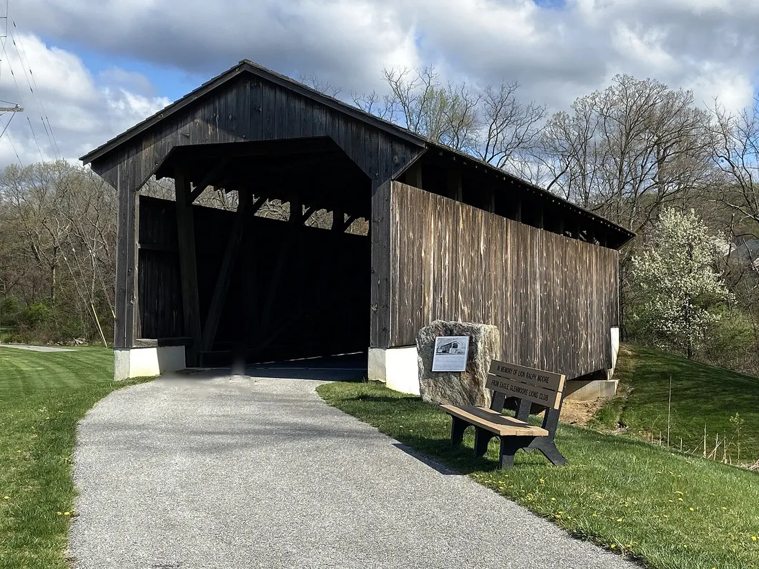 Larkin Covered Bridge in Upper Uwchlan Township, Pennsylvania USA. It is part of the Upper Uwchlan Township Trail System.