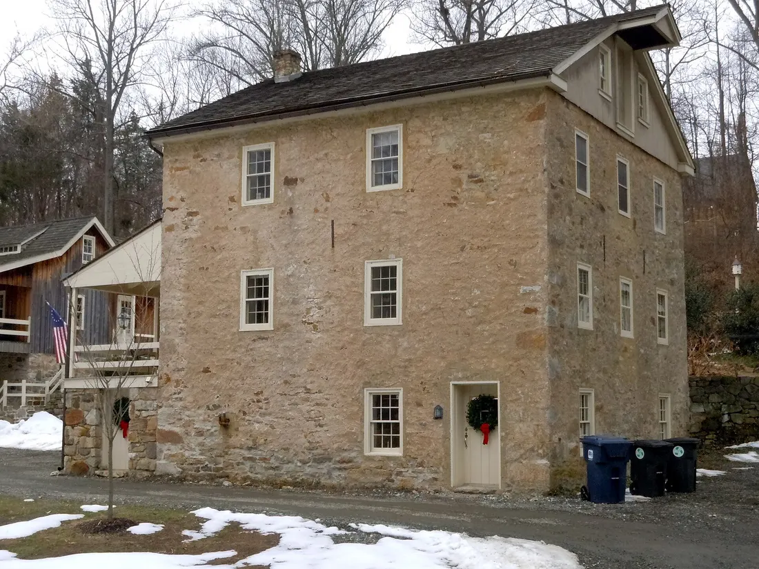 Clinger-Moses Mill Complex on the NRHP since July 17, 1980. South of Chester Springs on Pine Creek Lane in West Pikeland Township, Chester County, Pennsylvania