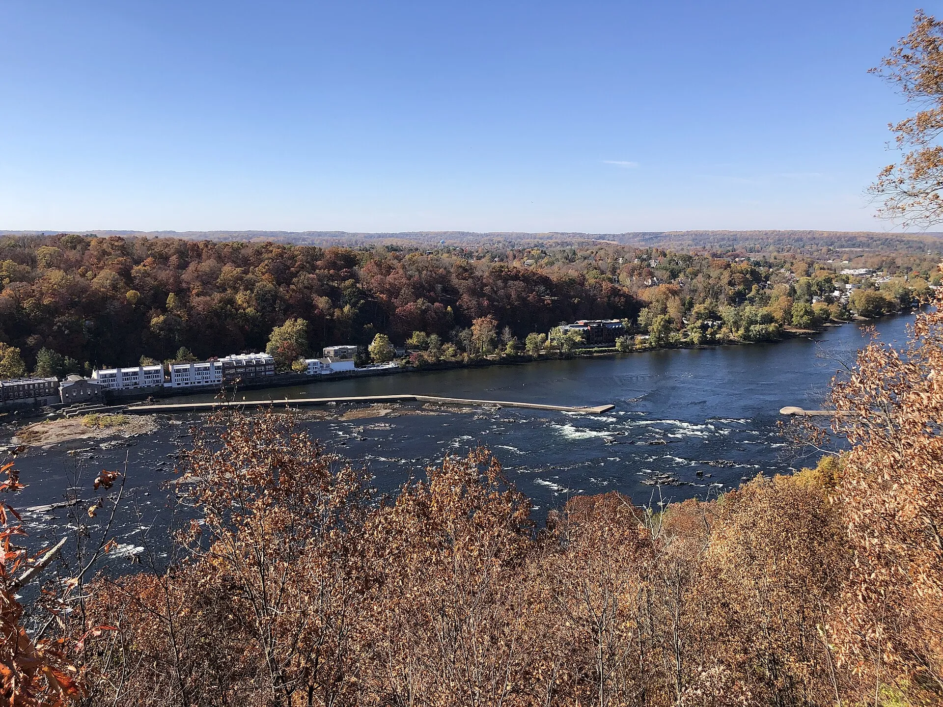 View across the Delaware River from Washington's Rock within the Goat Hill Preserve in West Amwell Township, Hunterdon County, New Jersey