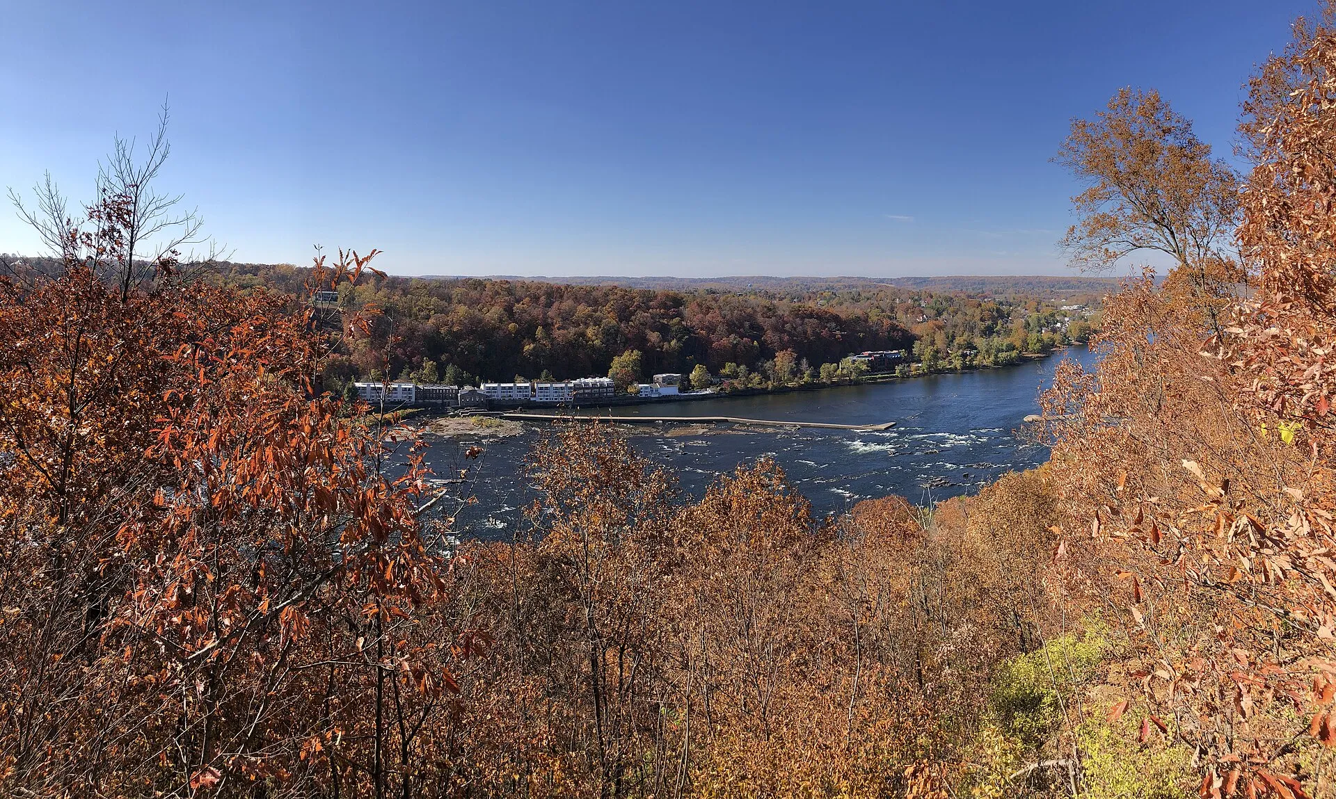 Panoramic view across the Delaware River from Washington's Rock within the Goat Hill Preserve in West Amwell Township, Hunterdon County, New Jersey
