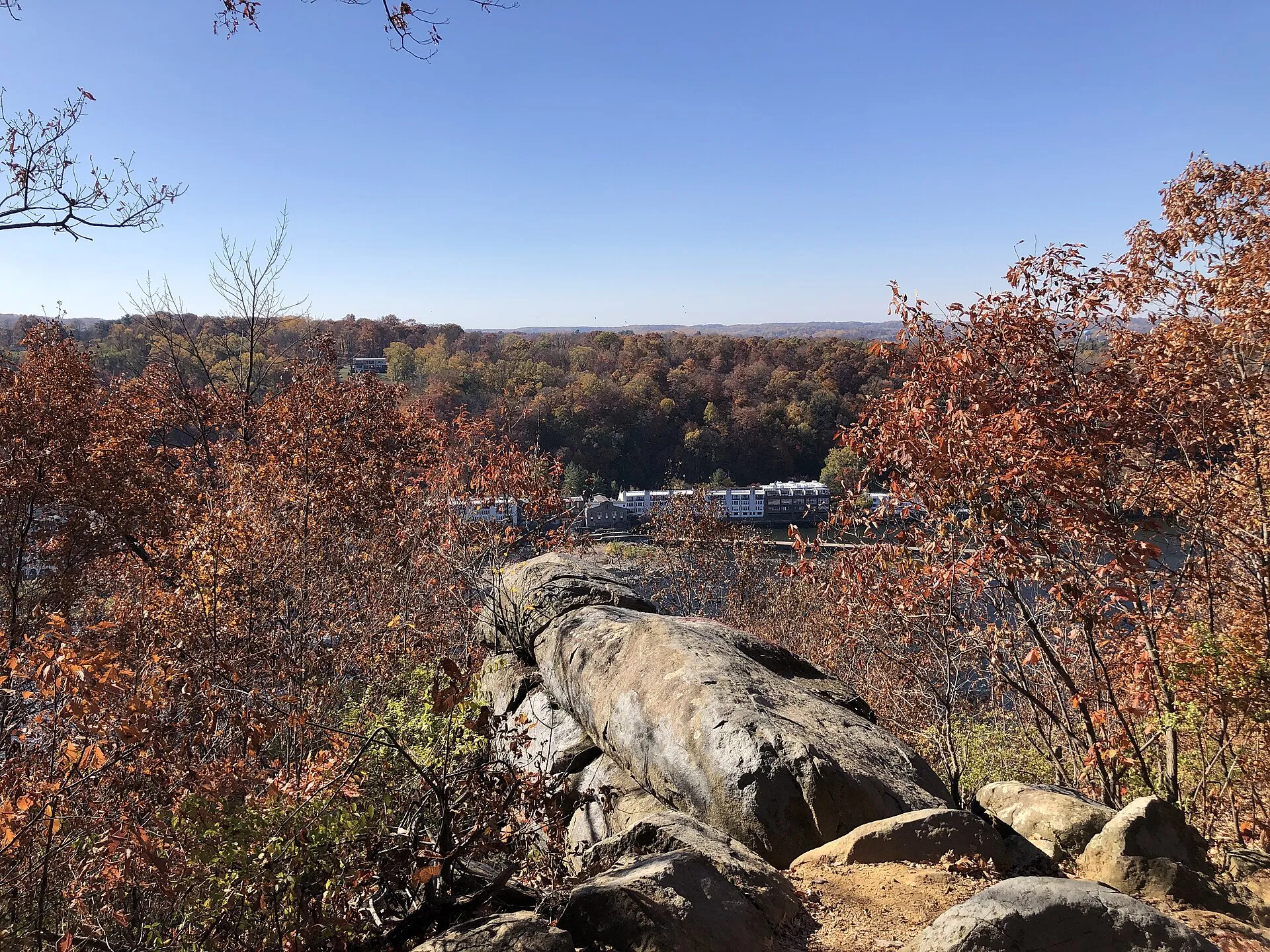 Close view of Washington's Rock within the Goat Hill Preserve in West Amwell Township, Hunterdon County, New Jersey