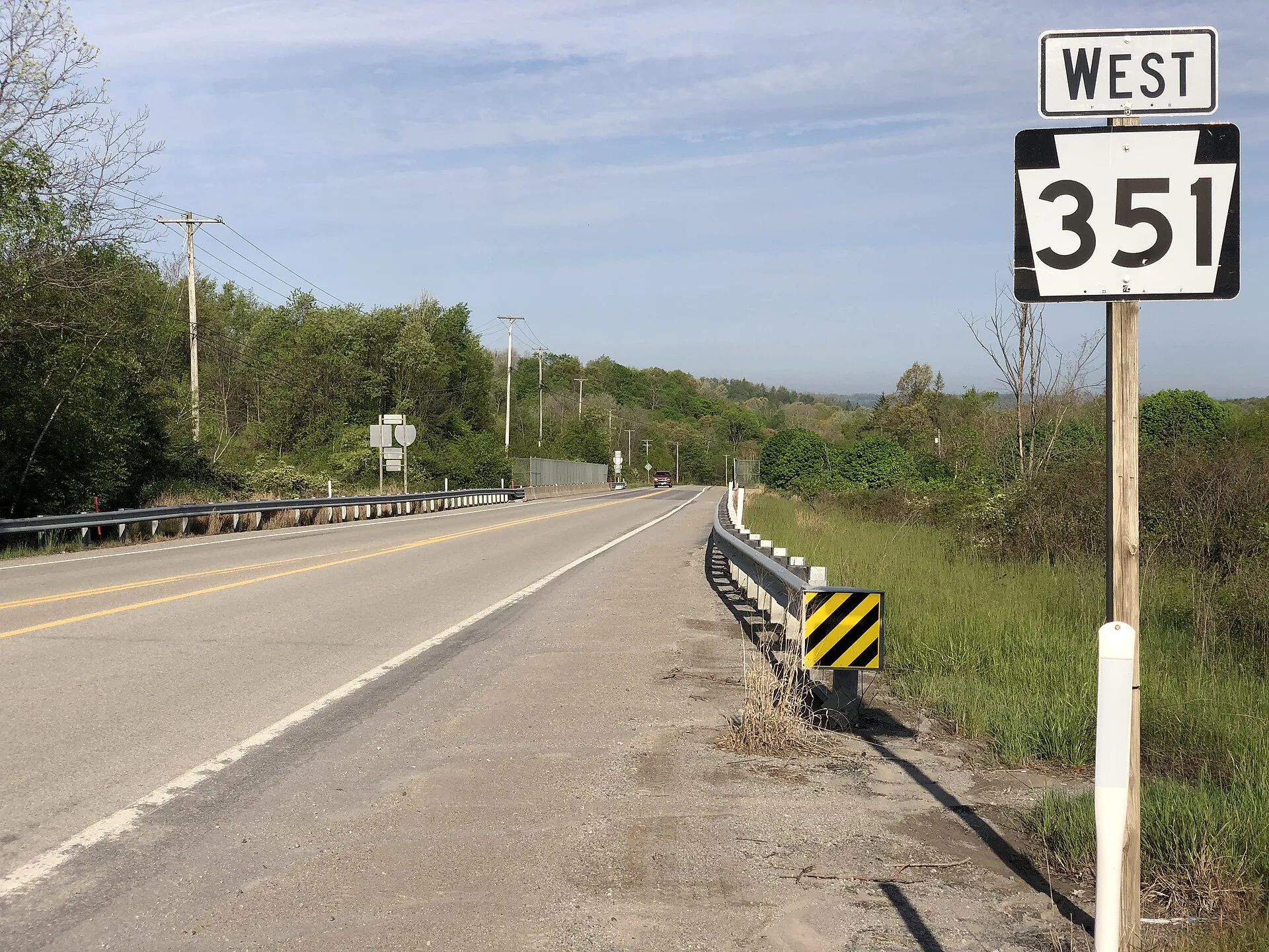 View west along Pennsylvania State Route 351 (Fairlane Boulevard) at Shenango Road in Big Beaver, Beaver County, Pennsylvania