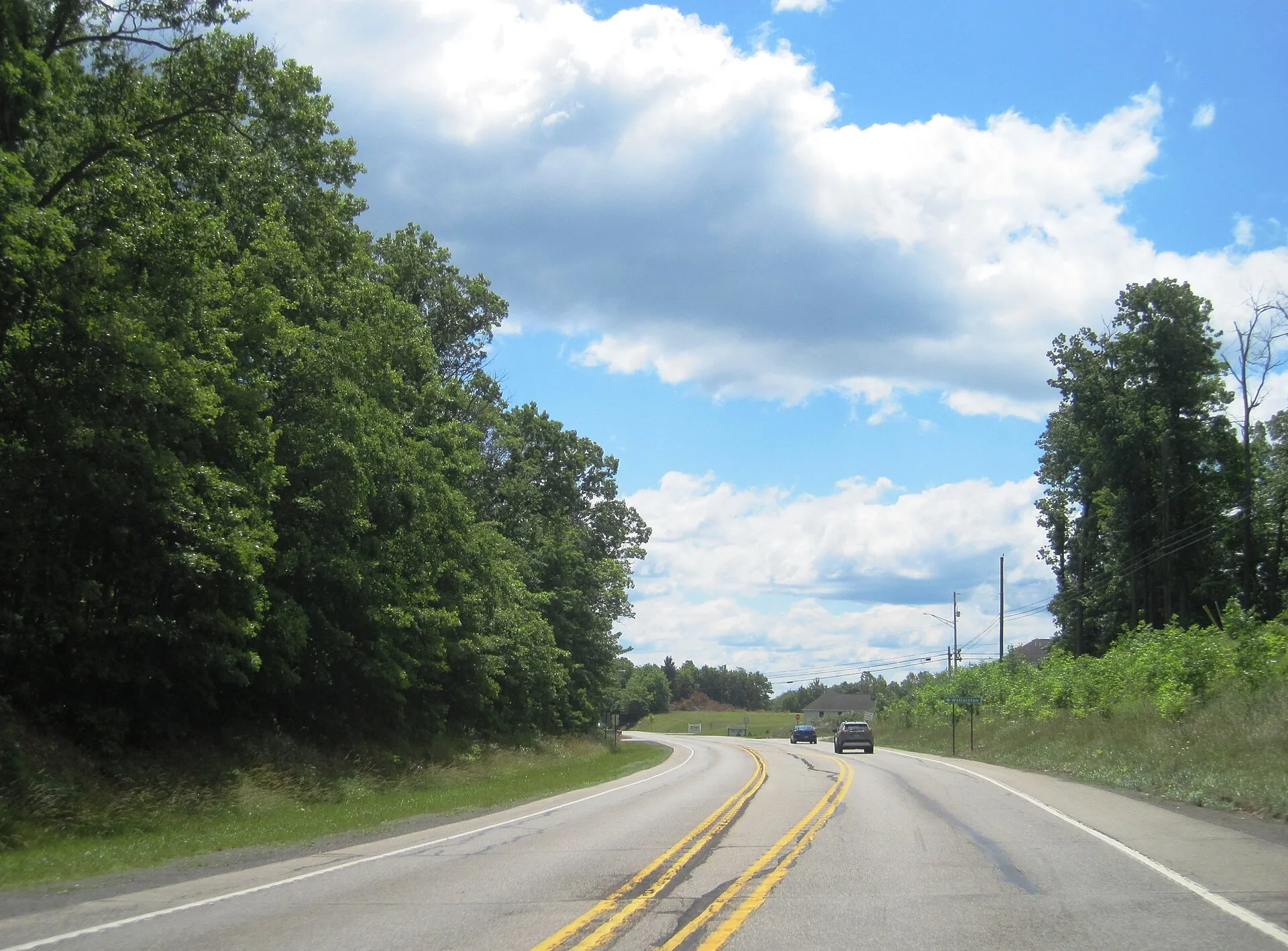 Photo of eastbound U.S. Route 322 (Philipsburg Bigler Highway) in Boggs Township , Clearfield County , Pennsylvania . Photo taken looking southeast between Shady Lane and Wallaceton Bigler Highway / Old Route 322.