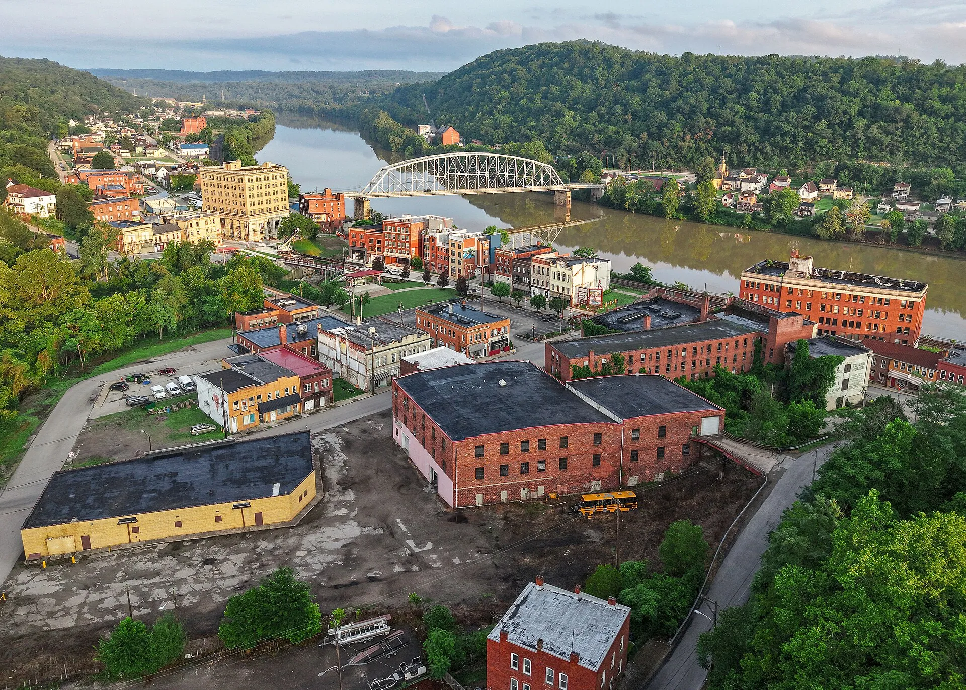 Aerial view of Brownsville, Pennsylvania (pop. 2,185).