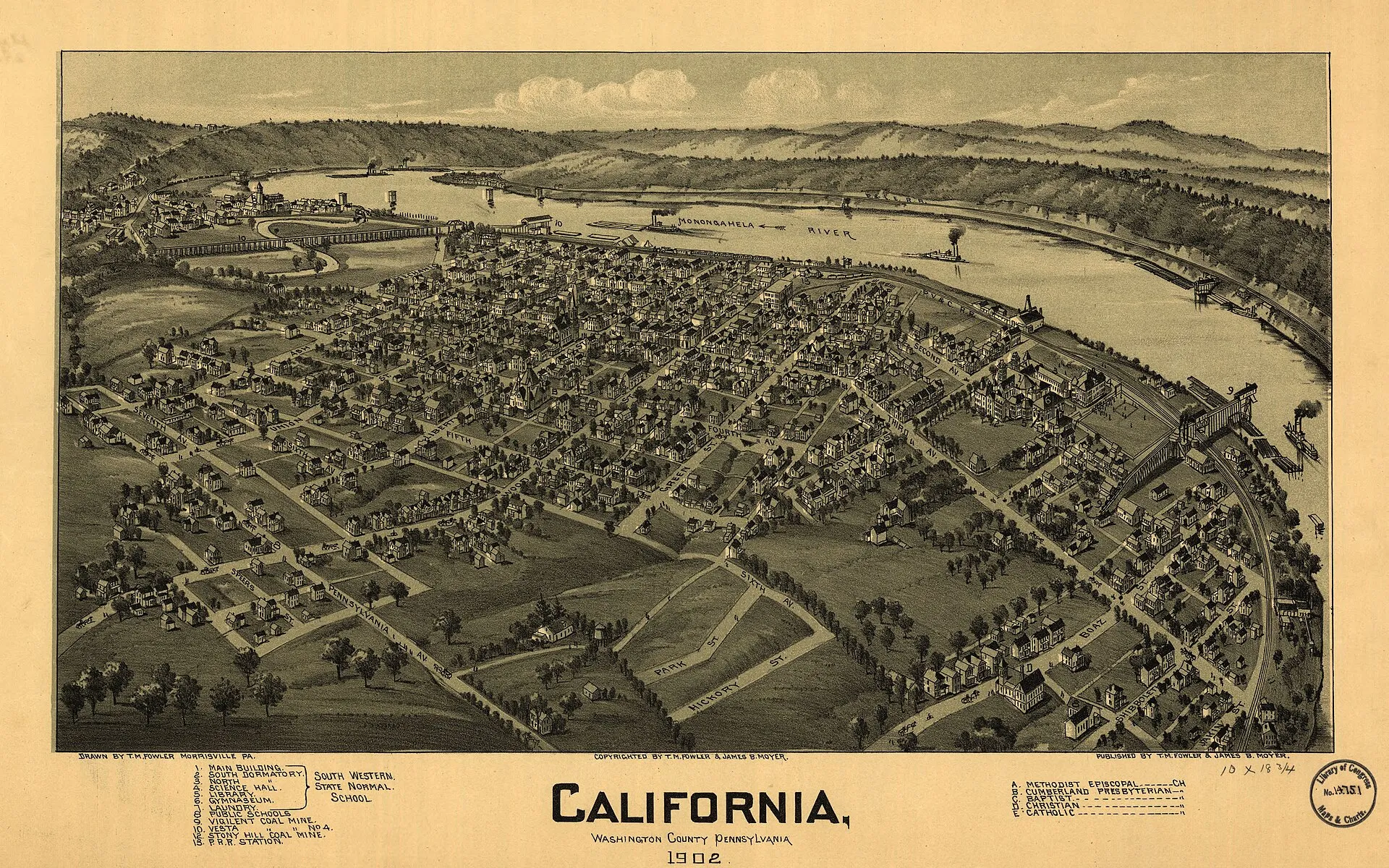 Bird's-eye view. Available also through the Library of Congress Web site as a raster image. Indexed for points of interest. LC copy mounted on cloth backing. PM3