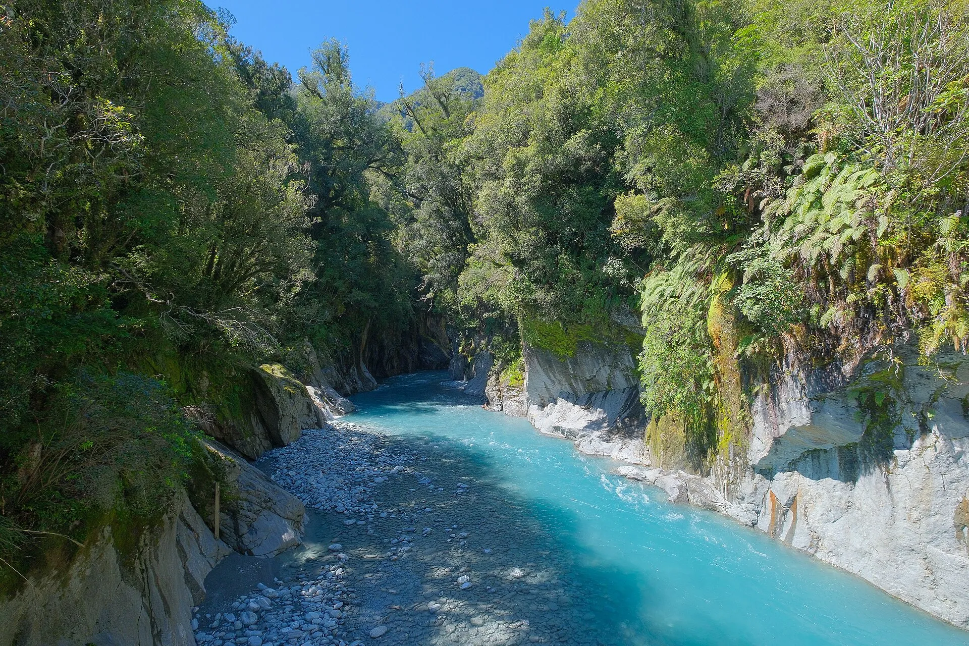 Callery Gorge with turquise water of Callery River, viewed from the bridge