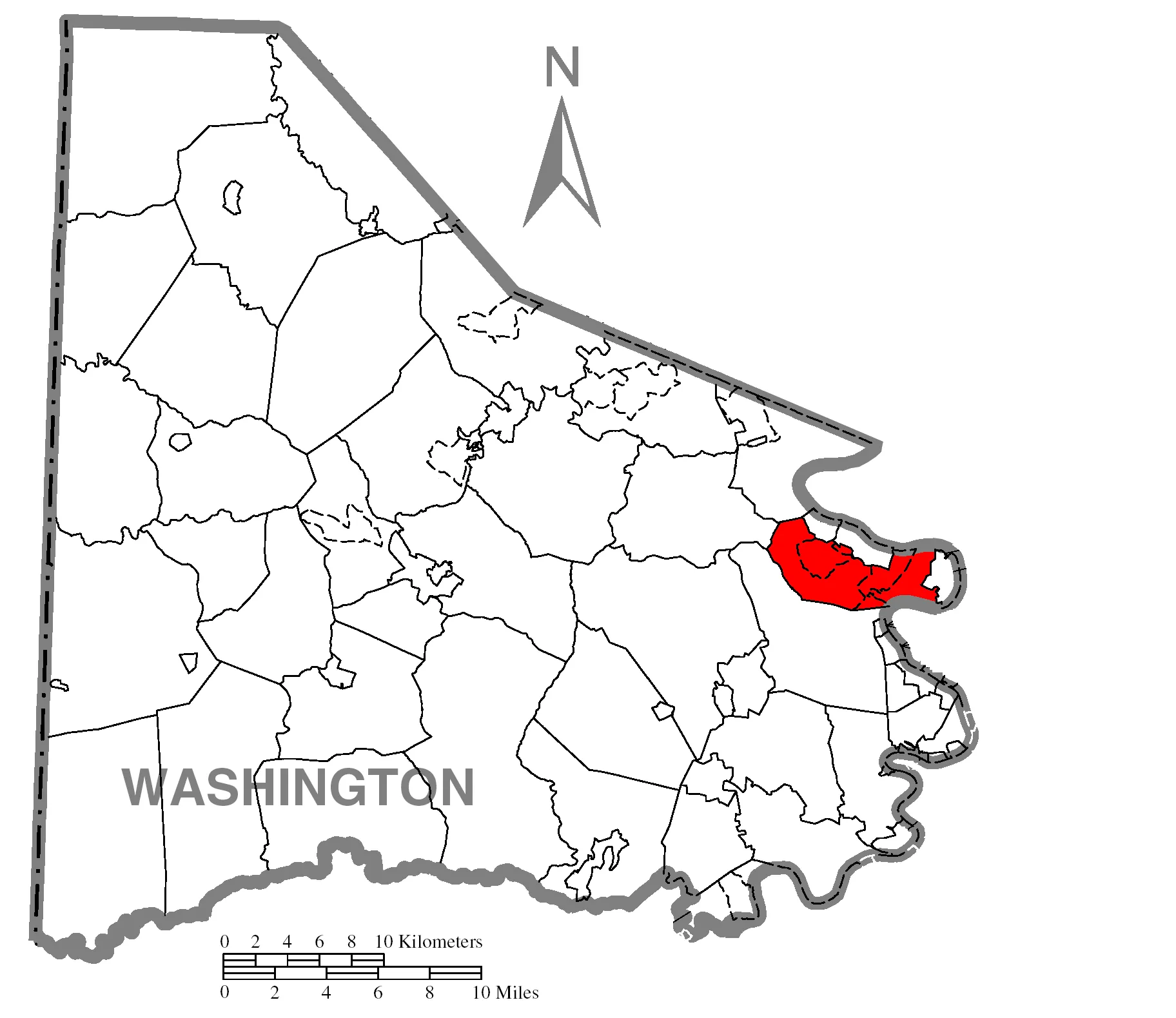 Map of Washington County higlighting Carroll Township .