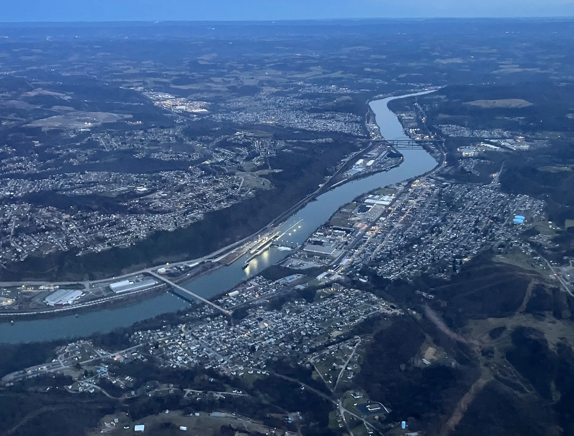 Aerial photo of Monessen, Charleroi, and North Charleroi from 4500ft MSL
